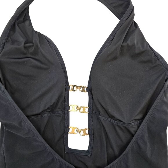 Tory Burch Black Gemini Link Plunge One-Piece Swimsuit Size Medium - Picture 6 of 8
